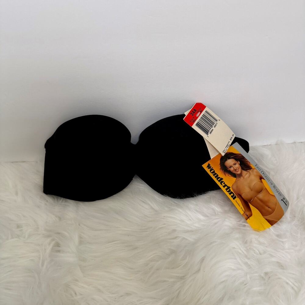 Vintage Wonderbra Stretch Foam Strapless Bra 34A Black Wired 7882 NOS 2000 Y2K